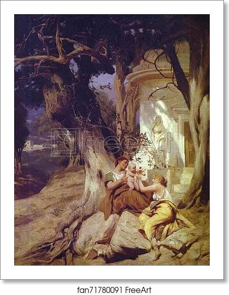 Free art print of By a Temple (Idyll) by Henryk Hector Siemiradzki Free art print of By a Temple (Idyll) by Henryk Hector Siemiradzki