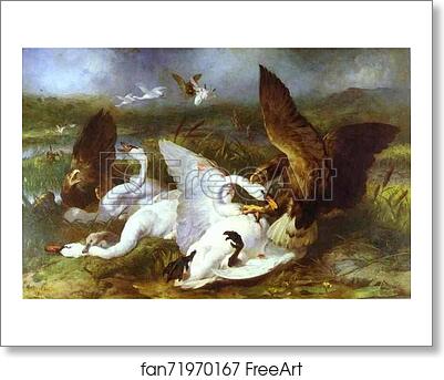 Free art print of Swannery Invaded by Eagles by Sir Edwin Landseer