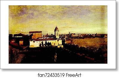 Free art print of Rome: The Church of Trinità dei Monti Seen from the French Academy by Jean-Baptiste-Camille Corot