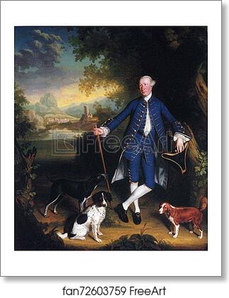 Free art print of Colonel George Wilson with his Dogs by George Romney