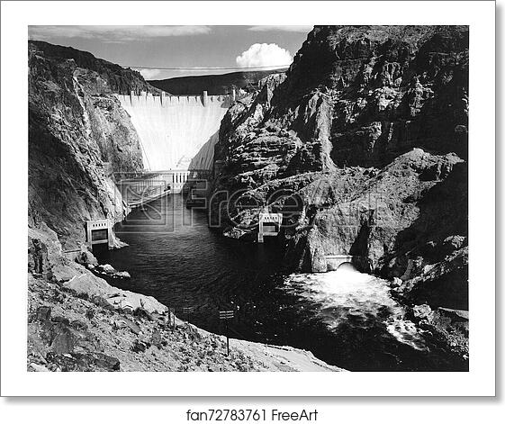 Free art print of Photograph of the Hoover Dam (formerly Boulder Dam) from Across the Colorado River. Photographs of National Parks and Monuments, compiled 1941 - 1942, documenting the period ca. 1933 - 1942. by Ansel Adams (1902-1984) Free art print of Photograph of the Hoover Dam (formerly Boulder Dam) from Across the Colorado River. Photographs of National Parks and Monuments, compiled 1941 - 1942, documenting the period ca. 1933 - 1942. by Ansel Adams (1902-1984)