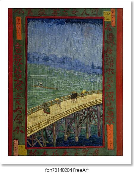 Free art print of Bridge in the rain (after Hiroshige) by Vincent Van Gogh