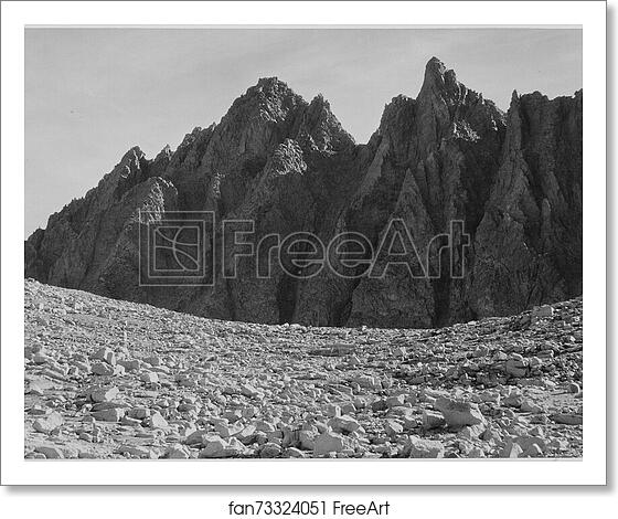 Free art print of Bishop Pass, Kings River Canyon (Proposed as a national park), California, 1936. Photographs of National Parks and Monuments, compiled 1941 - 1942, documenting the period ca. 1933 - 1942. by Ansel Adams (1902-1984) Free art print of Bishop Pass, Kings River Canyon (Proposed as a national park), California, 1936. Photographs of National Parks and Monuments, compiled 1941 - 1942, documenting the period ca. 1933 - 1942. by Ansel Adams (1902-1984)