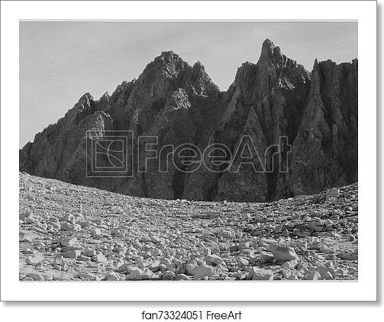 Free art print of Bishop Pass, Kings River Canyon (Proposed as a national park), California, 1936. Photographs of National Parks and Monuments, compiled 1941 - 1942, documenting the period ca. 1933 - 1942. by Ansel Adams (1902-1984) Free art print of Bishop Pass, Kings River Canyon (Proposed as a national park), California, 1936. Photographs of National Parks and Monuments, compiled 1941 - 1942, documenting the period ca. 1933 - 1942. by Ansel Adams (1902-1984)