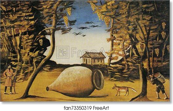 Free art print of A Large Wine Jug in the Forest by Niko Pirosmani