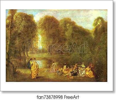 Free art print of Assembly in a Park by Jean-Antoine Watteau