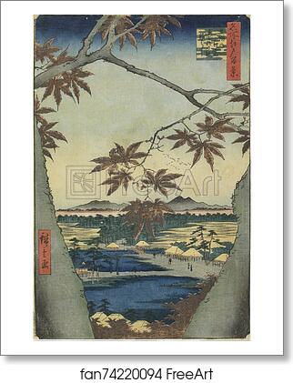 Free art print of The maple leaves of Mama, Tekona shrine and Tsugi bridge by Utagawa Hiroshige Free art print of The maple leaves of Mama, Tekona shrine and Tsugi bridge by Utagawa Hiroshige