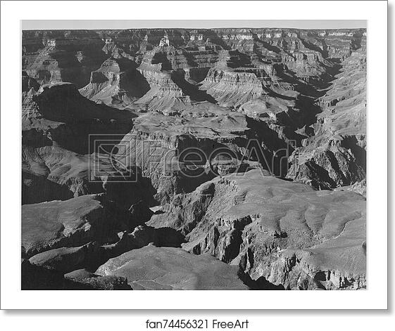 Free art print of Canyon and ravine, "Grand Canyon National Park," Arizona. Photographs of National Parks and Monuments, compiled 1941 - 1942, documenting the period ca. 1933 - 1942. by Ansel Adams (1902-1984) Free art print of Canyon and ravine, "Grand Canyon National Park," Arizona. Photographs of National Parks and Monuments, compiled 1941 - 1942, documenting the period ca. 1933 - 1942. by Ansel Adams (1902-1984)