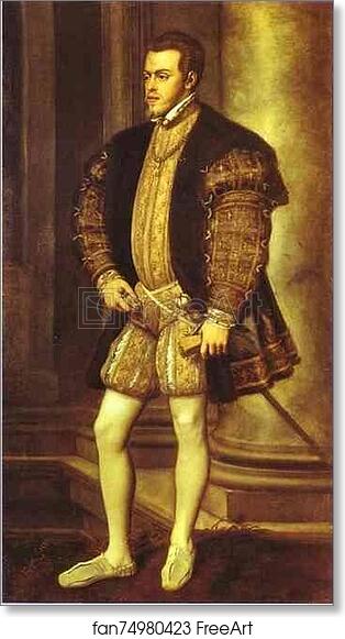Free art print of Portrait of Philip II by Titian
