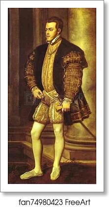 Free art print of Portrait of Philip II by Titian