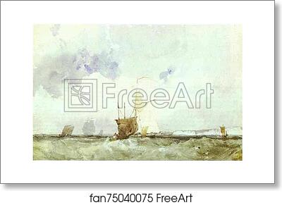 Free art print of Vessels in a Choppy Sea by Richard Parkes Bonington