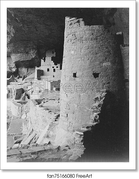 Free art print of Cliff Palace, Mesa Verde National Park," Colorado. (vertical orientation).  Photographs of National Parks and Monuments, compiled 1941 - 1942, documenting the period ca. 1933 - 1942. by Ansel Adams (1902-1984)