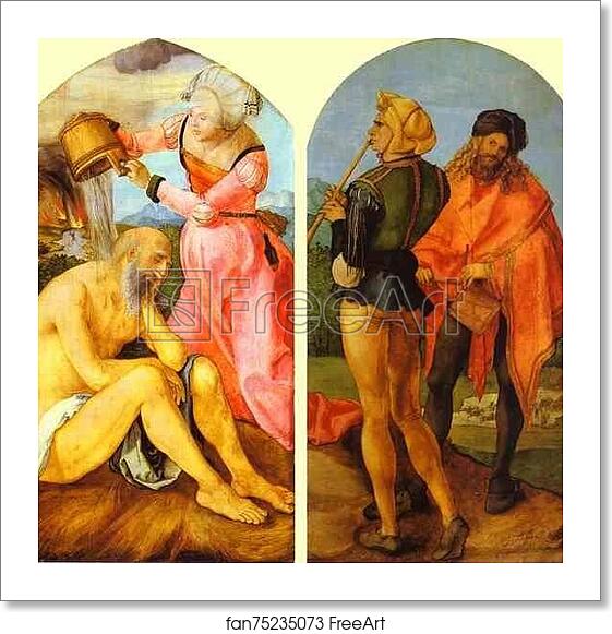 Free art print of The Jabach Altarpiece. Job Castigated by His Wife. Piper and Drummer by Albrecht Dürer Free art print of The Jabach Altarpiece. Job Castigated by His Wife. Piper and Drummer by Albrecht Dürer