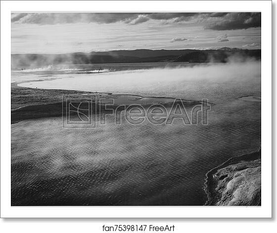 Free art print of Steaming pool in foreground, high horizon, "Fountain Geyser Pool, Yellowstone National Park," Wyoming. Photographs of National Parks and Monuments, compiled 1941 - 1942, documenting the period ca. 1933 - 1942. by Ansel Adams (1902-1984) Free art print of Steaming pool in foreground, high horizon, "Fountain Geyser Pool, Yellowstone National Park," Wyoming. Photographs of National Parks and Monuments, compiled 1941 - 1942, documenting the period ca. 1933 - 1942. by Ansel Adams (1902-1984)