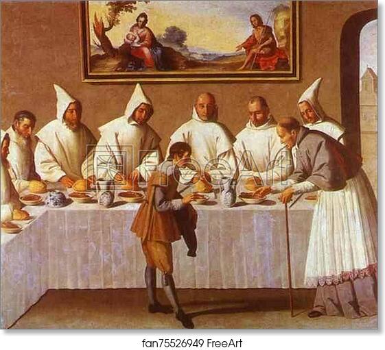 Free art print of St. Hugo of Grenoble in the Carthusian Refectory by Francisco De Zurbarán