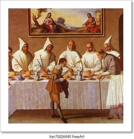 Free art print of St. Hugo of Grenoble in the Carthusian Refectory by Francisco De Zurbarán Free art print of St. Hugo of Grenoble in the Carthusian Refectory by Francisco De Zurbarán
