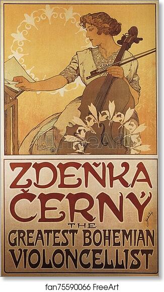 Free art print of European Tour Of The Cellist Zdeňka Černá / Tournee Europeenne De La Violoncelliste Zdeňka Černá by Alphonse Mucha