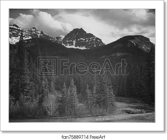 Free art print of Stream in foreground, with view of trees and snow on mountains. "Mountains - Northeast Portion, Yellowstone National Park," Wyoming. Photographs of National Parks and Monuments, compiled 1941 - 1942, documenting the period ca. 1933 - 1942. by Ansel Adams (1902-1984) Free art print of Stream in foreground, with view of trees and snow on mountains. "Mountains - Northeast Portion, Yellowstone National Park," Wyoming. Photographs of National Parks and Monuments, compiled 1941 - 1942, documenting the period ca. 1933 - 1942. by Ansel Adams (1902-1984)