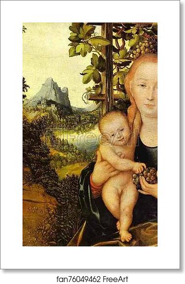 Free art print of Virgin and Child in a Grape Arbor by Lucas Cranach The Elder