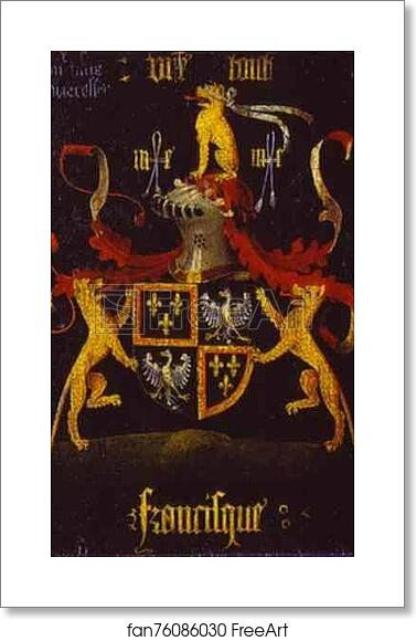 Free art print of Francesco d'Este's Coat of Arms, the reverse side of the Portrait of Francesco d'Este by Rogier Van Der Weyden Free art print of Francesco d'Este's Coat of Arms, the reverse side of the Portrait of Francesco d'Este by Rogier Van Der Weyden