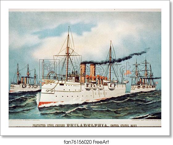Free art print of Protected steel cruiser Philadelphia, United States Navy. by Currier & Ives Free art print of Protected steel cruiser Philadelphia, United States Navy. by Currier & Ives