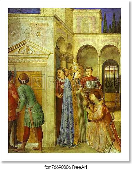 Free art print of St. Lawrence Receiving the Treasures of the Church from St. Sixtus by Fra Angelico Free art print of St. Lawrence Receiving the Treasures of the Church from St. Sixtus by Fra Angelico