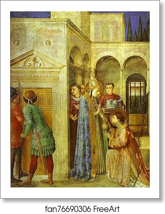 Free art print of St. Lawrence Receiving the Treasures of the Church from St. Sixtus by Fra Angelico