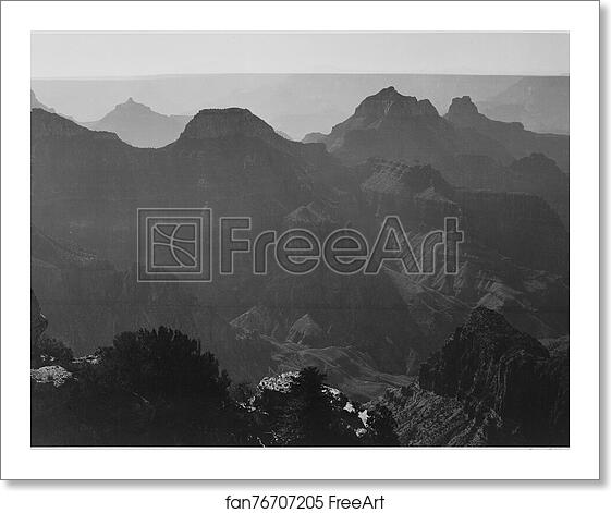 Free art print of View with shrub detail in foreground, "Grand Canyon National Park," Arizona. Photographs of National Parks and Monuments, compiled 1941 - 1942, documenting the period ca. 1933 - 1942. by Ansel Adams (1902-1984) Free art print of View with shrub detail in foreground, "Grand Canyon National Park," Arizona. Photographs of National Parks and Monuments, compiled 1941 - 1942, documenting the period ca. 1933 - 1942. by Ansel Adams (1902-1984)