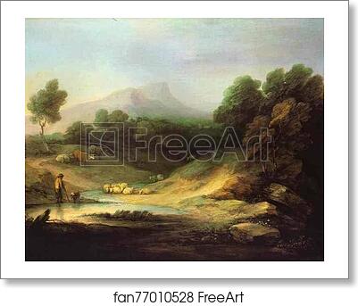 Free art print of Mountain Landscape with Shepherd by Thomas Gainsborough