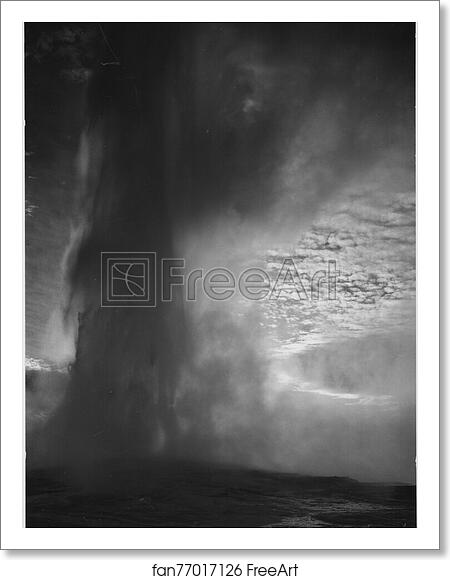 Free art print of Taken at dusk or dawn from various angles during eruption. "Old Faithful Geyser, Yellowstone National Park," Wyoming. (vertical orientation). Photographs of National Parks and Monuments, compiled 1941 - 1942, documenting the period ca. 1933 - 1942. by Ansel Adams (1902-1984) Free art print of Taken at dusk or dawn from various angles during eruption. "Old Faithful Geyser, Yellowstone National Park," Wyoming. (vertical orientation). Photographs of National Parks and Monuments, compiled 1941 - 1942, documenting the period ca. 1933 - 1942. by Ansel Adams (1902-1984)