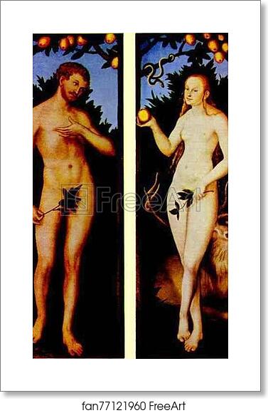 Free art print of Adam and Eve by Lucas Cranach The Elder Free art print of Adam and Eve by Lucas Cranach The Elder