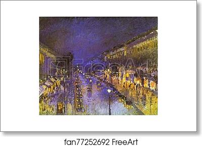 Free art print of The Boulevard Montmartre at Night by Camille Pissarro