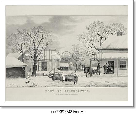 Free art print of Lithograph, Home To Thanksgiving, published by Currier and Ives. by Currier & Ives