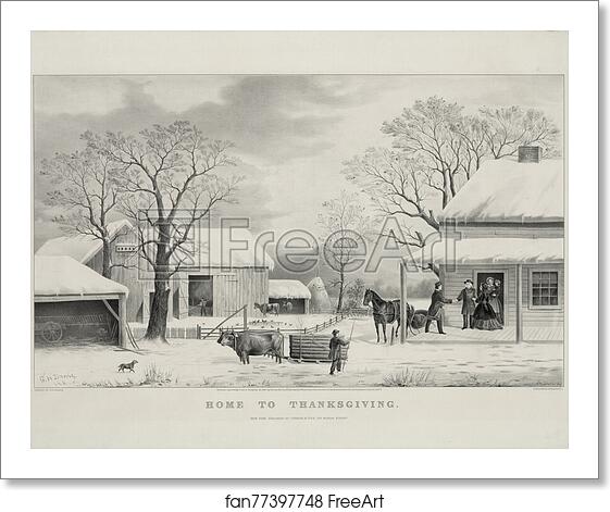 Free art print of Lithograph, Home To Thanksgiving, published by Currier and Ives. by Currier & Ives Free art print of Lithograph, Home To Thanksgiving, published by Currier and Ives. by Currier & Ives