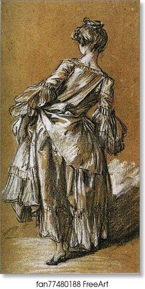 Free art print of Study of a Young Woman Seen from Behind by François Boucher