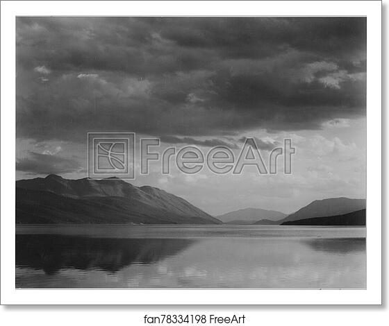 Free art print of Looking across lake to mountains and clouds, "Evening, McDonald Lake, Glacier National Park," Montana. Photographs of National Parks and Monuments, compiled 1941 - 1942, documenting the period ca. 1933 - 1942. by Ansel Adams (1902-1984) Free art print of Looking across lake to mountains and clouds, "Evening, McDonald Lake, Glacier National Park," Montana. Photographs of National Parks and Monuments, compiled 1941 - 1942, documenting the period ca. 1933 - 1942. by Ansel Adams (1902-1984)