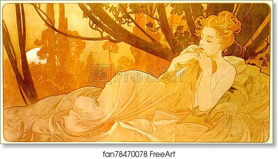 Free art print of Dusk by Alphonse Mucha