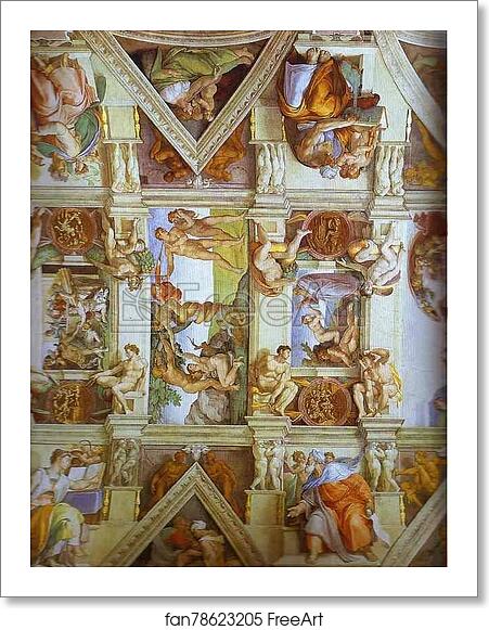 Free art print of Partial view of the the frescoes in the Sisine Chapel by Michelangelo Free art print of Partial view of the the frescoes in the Sisine Chapel by Michelangelo