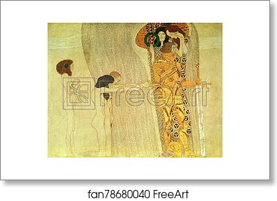 Free art print of The Beethoven Frieze: The Longing for Happiness (left wall) by Gustav Klimt