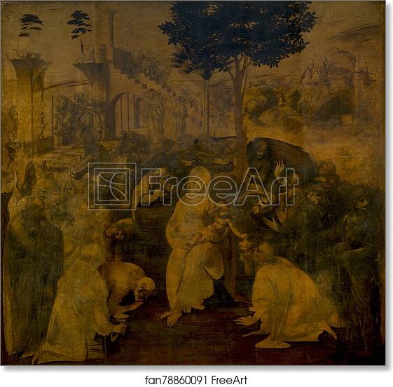 Free art print of The Adoration of the Magi by Leonardo Da Vinci