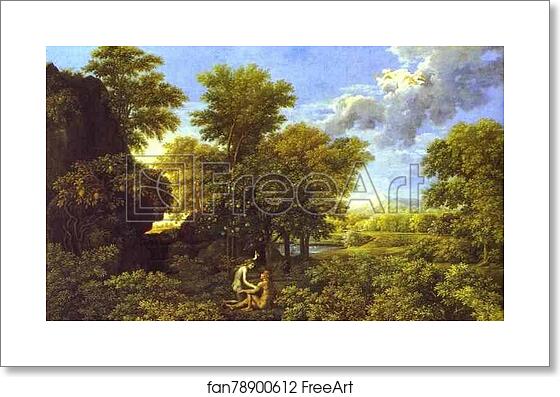 Free art print of The Spring. Adam and Eve in Paradise by Nicolas Poussin