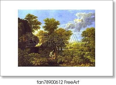 Free art print of The Spring. Adam and Eve in Paradise by Nicolas Poussin