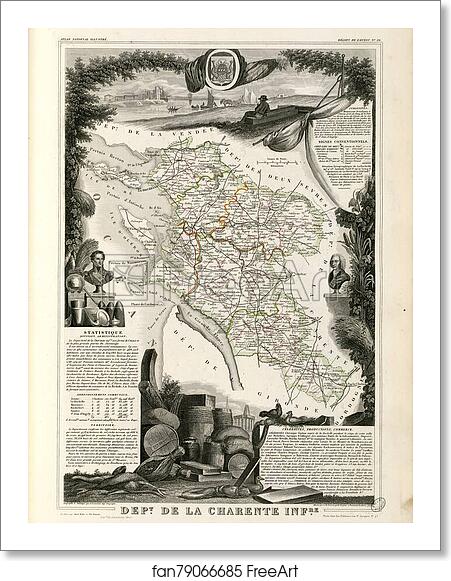 Free art print of Dépt. de la Charente Inférieure (région de l'ouest) by Victor Jules Levasseur