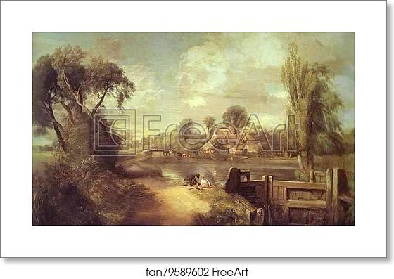Free art print of Landscape: Boys Fishing by John Constable Free art print of Landscape: Boys Fishing by John Constable