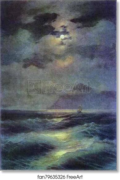 Free art print of View of the Sea by Moonlight by Ivan Aivazovsky