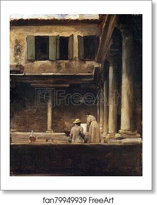 Free art print of Artist Sketching in the Cloister of San Gregorio, Venice by Frederick Leighton