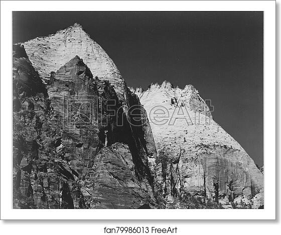 Free art print of Rock formation against dark sky, "Zion National Park, 1941," Utah. Photographs of National Parks and Monuments, compiled 1941 - 1942, documenting the period ca. 1933 - 1942. by Ansel Adams (1902-1984) Free art print of Rock formation against dark sky, "Zion National Park, 1941," Utah. Photographs of National Parks and Monuments, compiled 1941 - 1942, documenting the period ca. 1933 - 1942. by Ansel Adams (1902-1984)