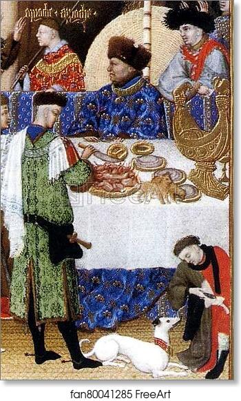 Free art print of Les trÄ�s riches heures du Duc de Berry. January. A New Year's Day Feast including Jean de Berry. Detail by Limbourg Brothers