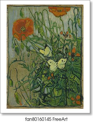 Free art print of Butterflies and poppies by Vincent Van Gogh Free art print of Butterflies and poppies by Vincent Van Gogh