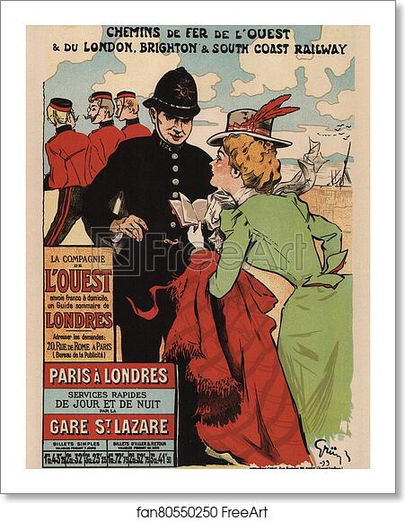 Free art print of La Cie de l'Ouest : "Paris-Londres". by Jules-Alexandre Grün